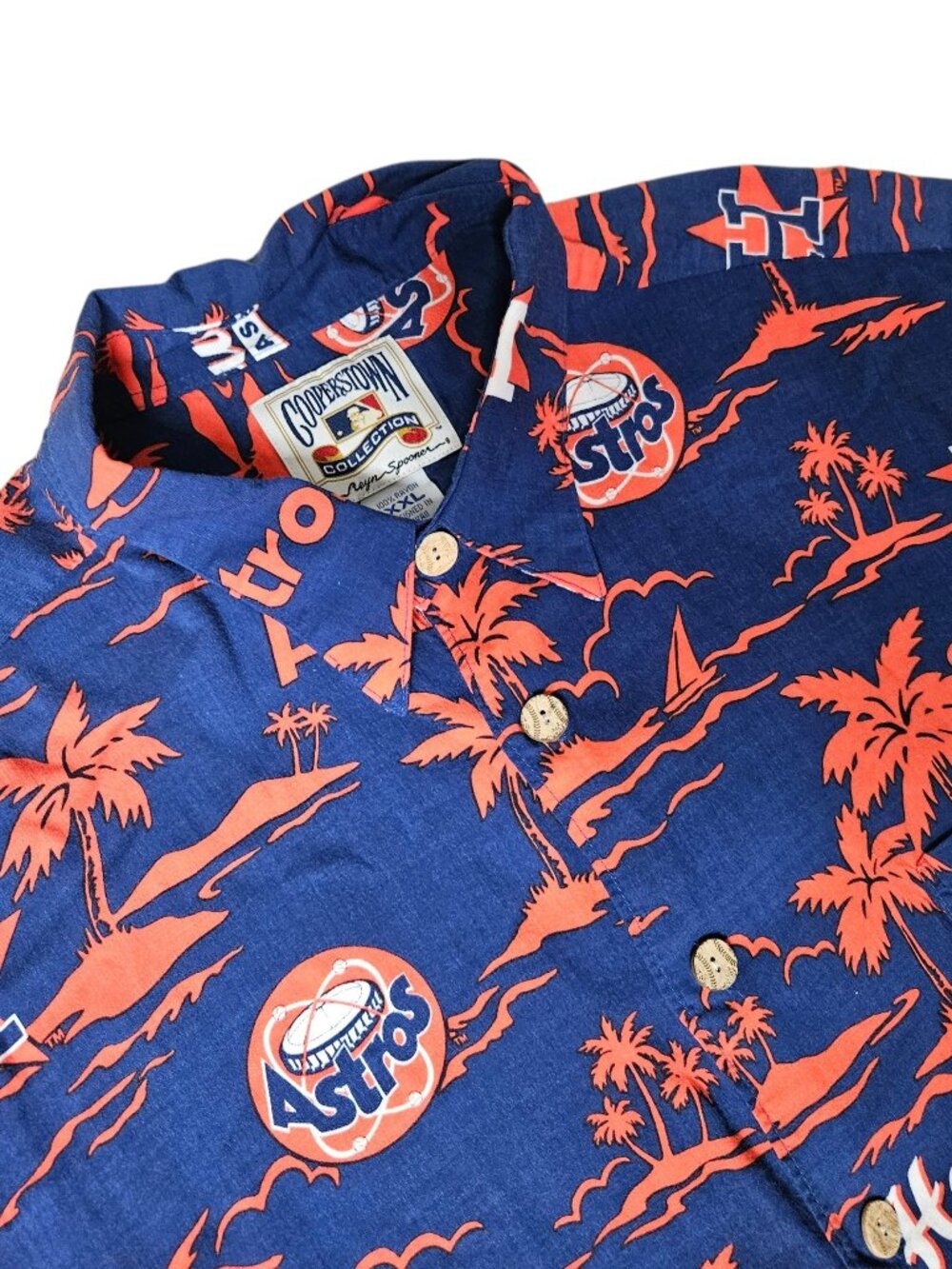 MLB Houston Astros Cooperstown Reyn Spooner Hawaiian Button Up Shirt Men's 2XL